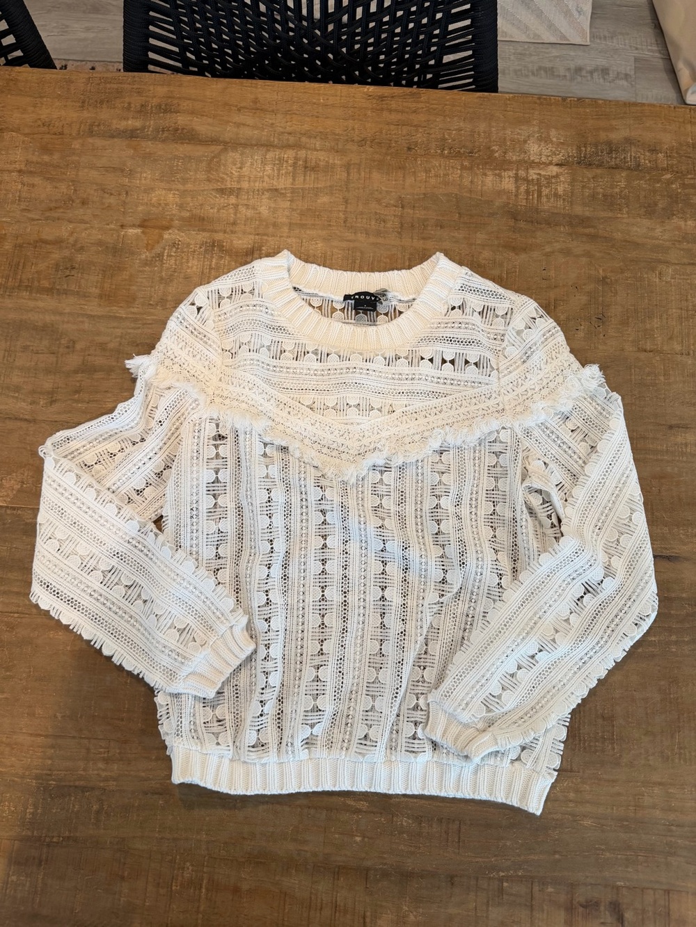 Trouve Lace Knit Lightweight Sweater